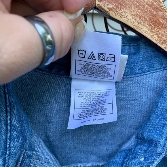 Vintage 90s Eeyore Piglet Disney sleeveless chambray shirt LARGE - Picture 5 of 5